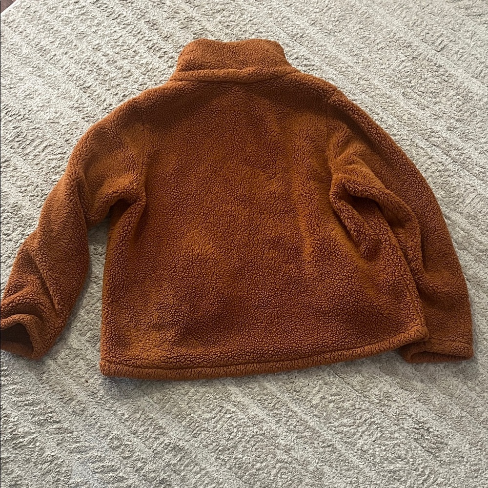 J. Crew Orange Pink Sherpa Pullover Oversized Fleece Sweatshirt Jacket Large - Picture 7 of 7